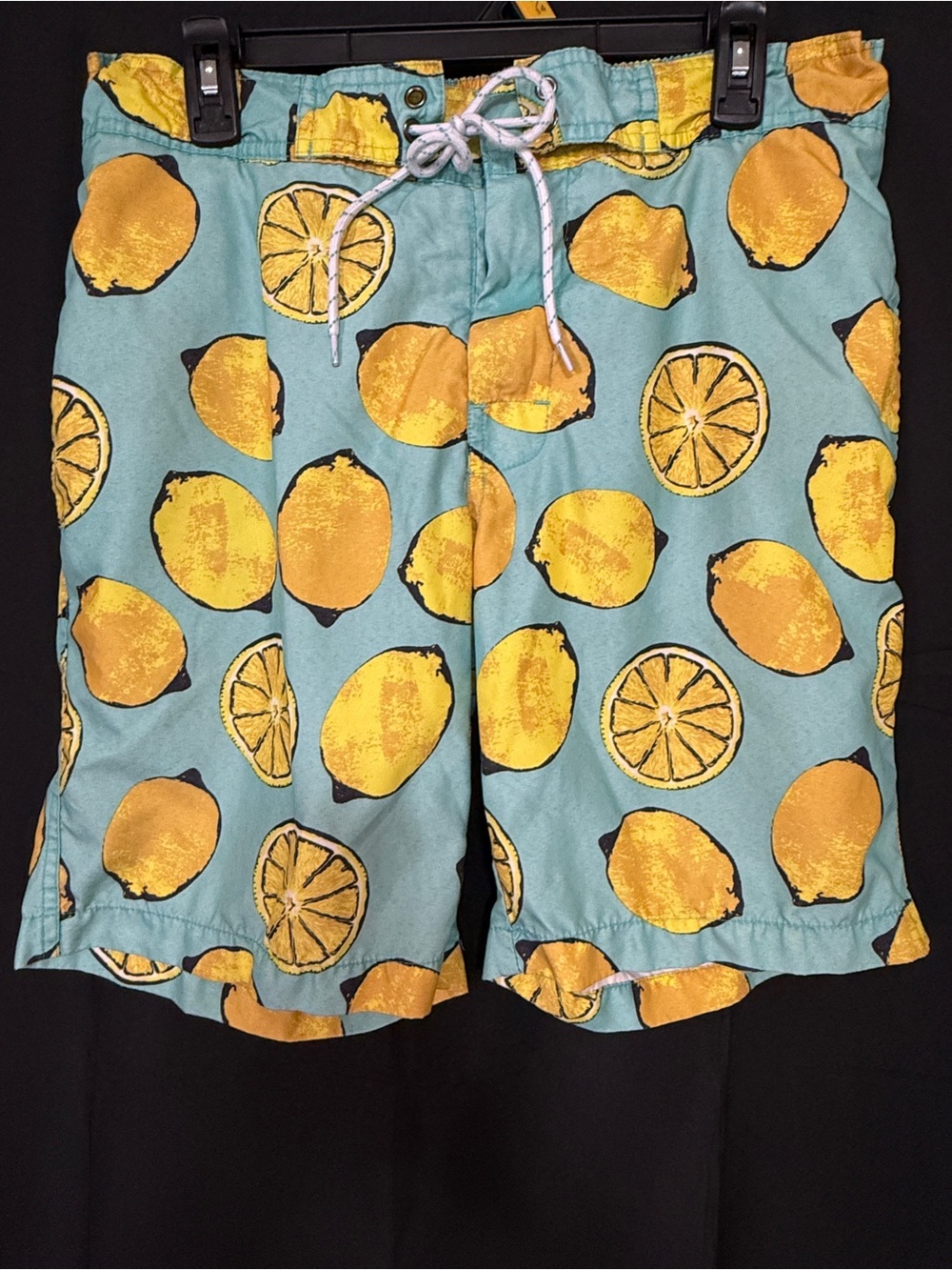 St. John's Bay Aqua Swim Shorts with Yellow Lemon Print